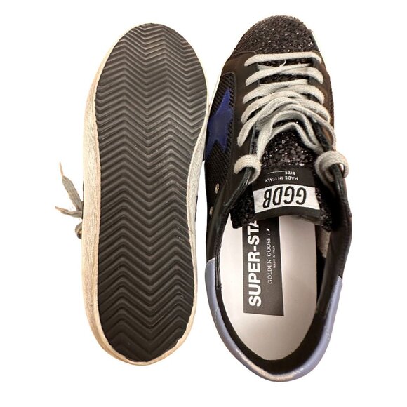 Superstar Sneakers Golden Goose Black/Blue Leather and Glitter - Picture 5 of 7